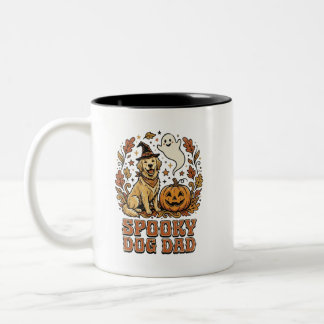 Vintage-Halloween-Grafik für Hunde-Väter Zweifarbige Tasse