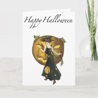 Vintage Halloween Greetings Card Karte