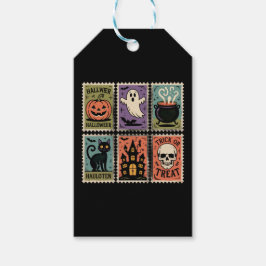 Vintage-Halloween-Gruselige-Briefmarkenbögen Geschenkanhänger