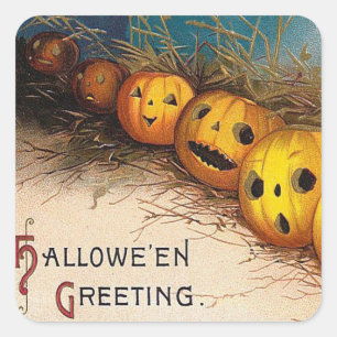 Vintage Halloween gruselige Kürbisse Feiertags-Auf Quadratischer Aufkleber