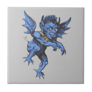 Vintage Halloween, gruseliger böser Gargoyle-Dämon Fliese