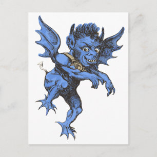 Vintage Halloween, gruseliger böser Gargoyle-Dämon Postkarte