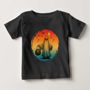 vintage Halloween gruseliger Geist Kürbis Fledermä Baby T-shirt