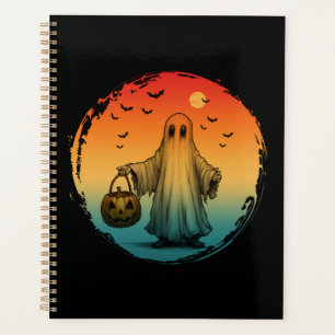 vintage Halloween gruseliger Geist Kürbis Fledermä Planer