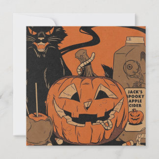 Vintage-Halloween-gruseliger Kürbis Feiertagskarte
