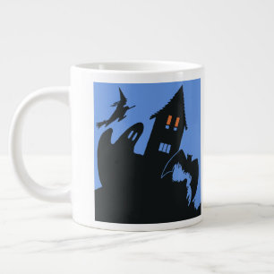 Vintage-Halloween, gruseliges Spukhaus und Hexe Jumbo-Tasse