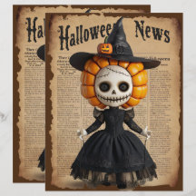 Vintage-Halloween-Gruselpuppen-Schabblatt