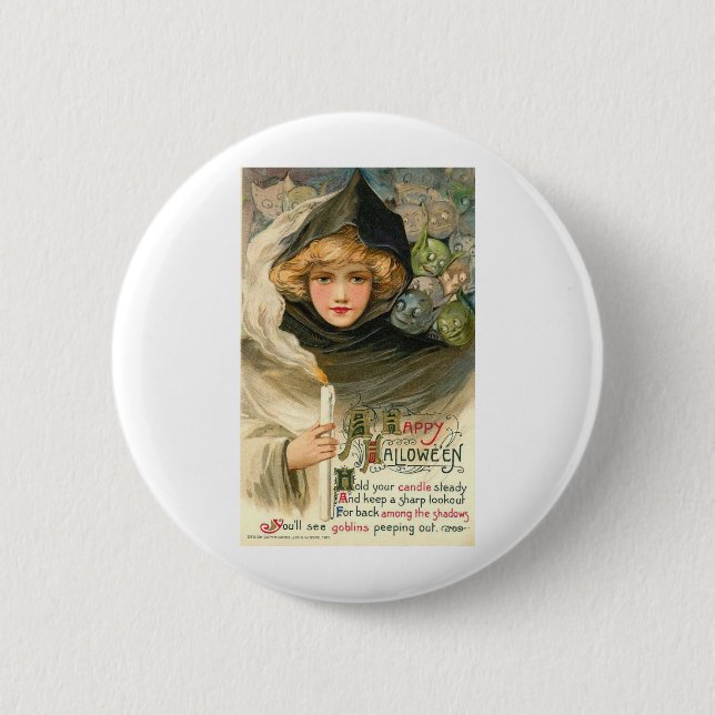 Vintage Halloween-Gruß-Karten-Klassiker-Plakate Button (Vorderseite)