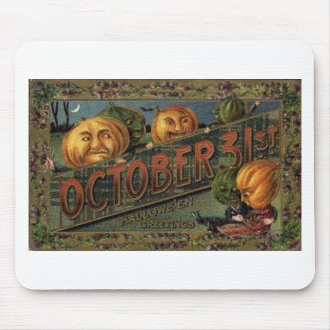 Vintage Halloween-Gruß-Karten-Klassiker-Plakate Mousepad (Vorne)