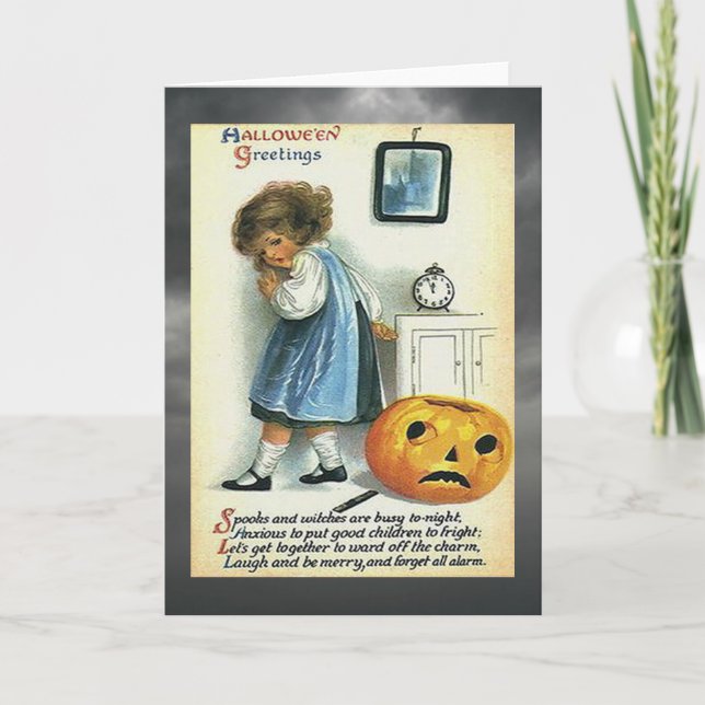 Vintage Halloween-Grüße Karte (Vorderseite)