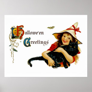 Vintage Halloween-Grüße Poster