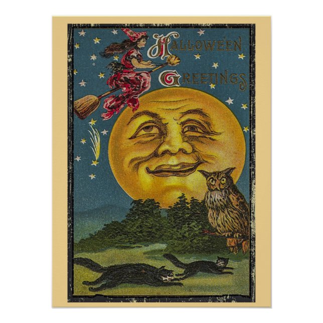 Vintage Halloween-Grüße Poster (Vorderseite)