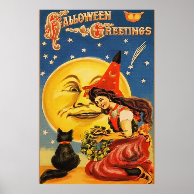 Vintage Halloween-Grüße Poster (Vorne)