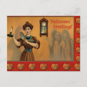 Vintage Halloween-Grüße Postkarte, geisterhafte Ap Postkarte