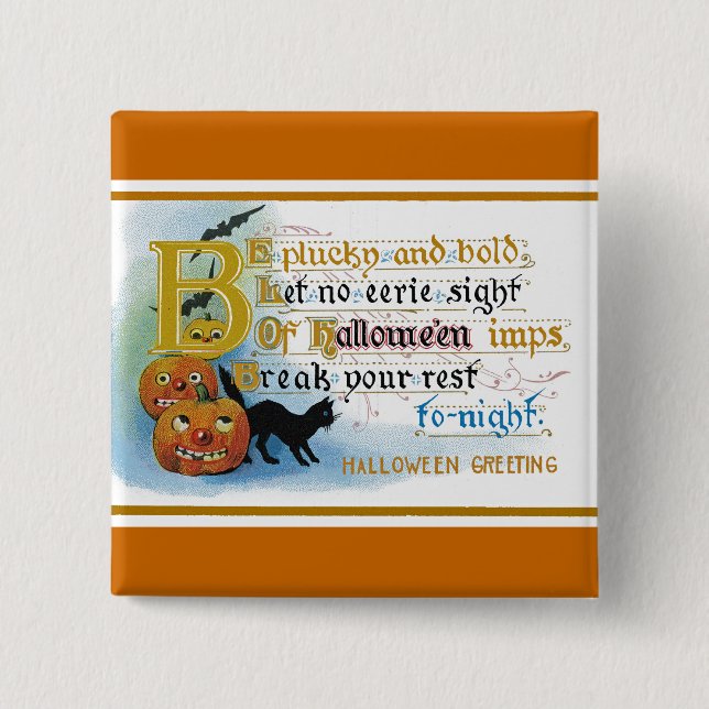 Vintage Halloween-Grußkarte Button (Vorderseite)