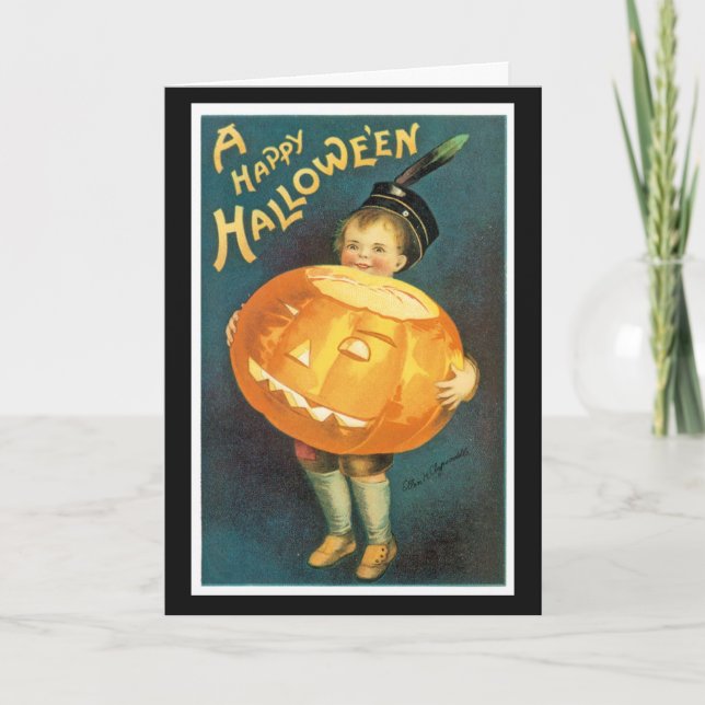 Vintage Halloween-Grußkarte Karte (Vorderseite)