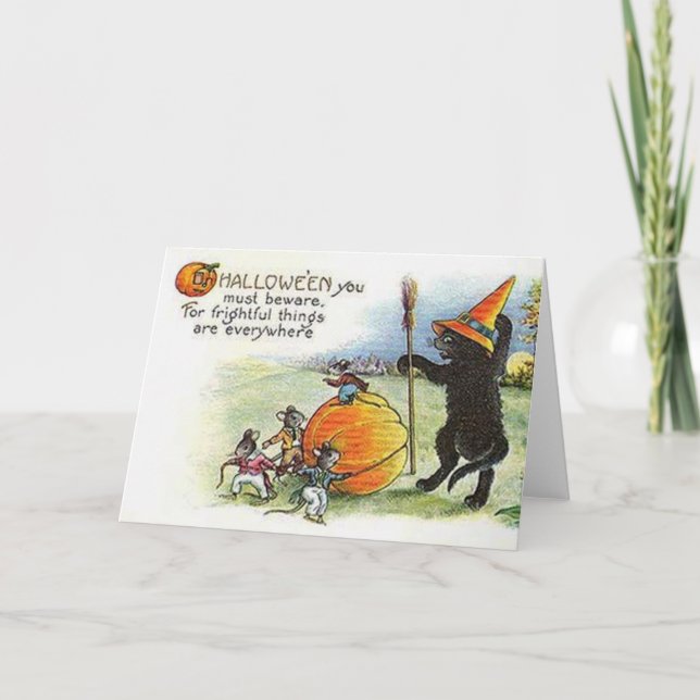Vintage Halloween-Grußkarte Karte (Vorderseite)