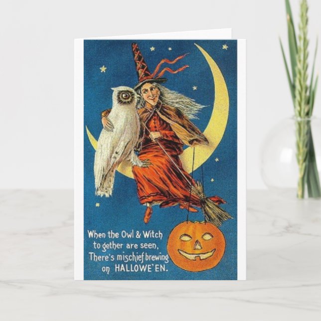 Vintage Halloween-Grußkarte Karte (Vorderseite)