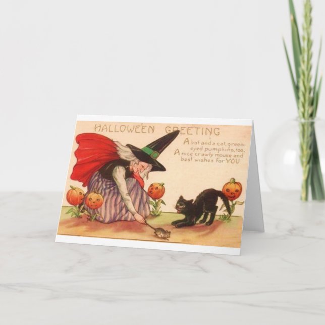 Vintage Halloween-Grußkarte Karte (Vorderseite)