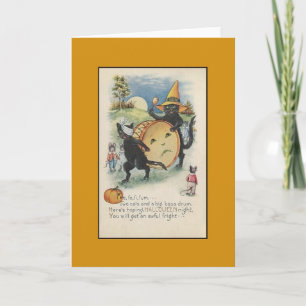 Vintage-Halloween-Grußkarte mit schwarzen Katzen Karte
