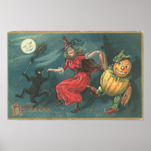 Vintage Halloween Grußkarten Klassische Poster