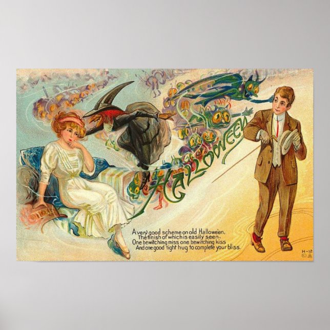 Vintage Halloween Grußkarten Klassische Poster (Vorne)