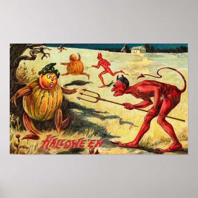 Vintage Halloween Grußkarten Klassische Poster (Vorne)