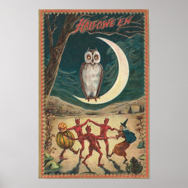Vintage Halloween Grußkarten Klassische Poster (Vorne)