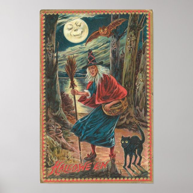 Vintage Halloween Grußkarten Klassische Poster (Vorne)