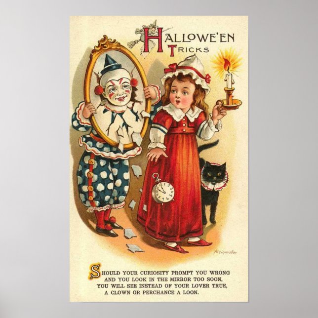 Vintage Halloween Grußkarten Klassische Poster (Vorne)