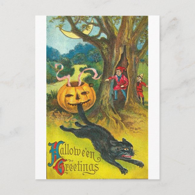 Vintage Halloween Grußkarten Klassische Poster Postkarte (Vorderseite)