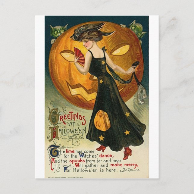 Vintage Halloween Grußkarten Klassische Poster Postkarte (Vorderseite)