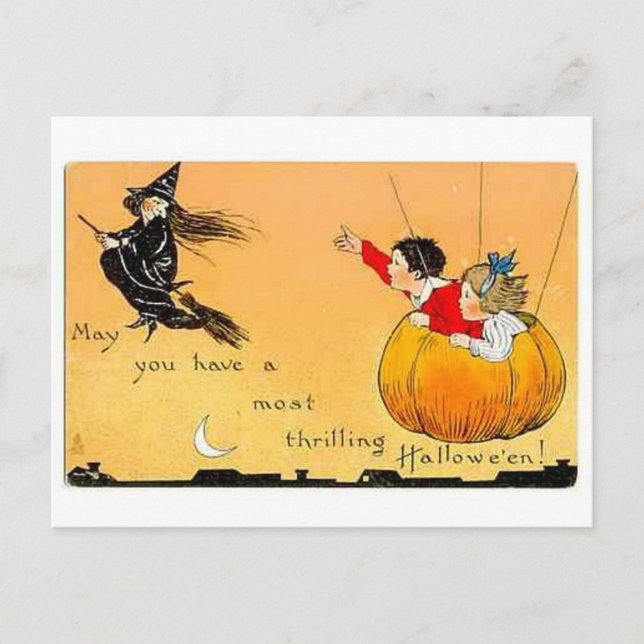 Vintage Halloween Grußkarten Klassische Poster Postkarte (Vorderseite)