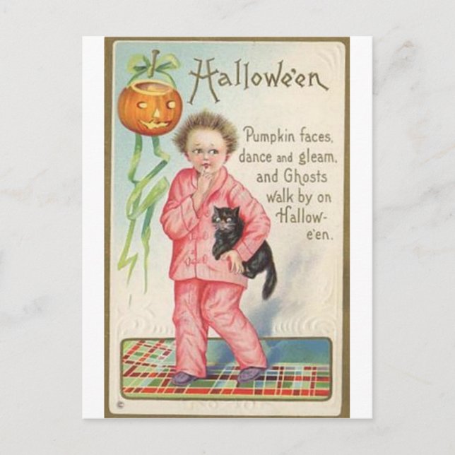 Vintage Halloween Grußkarten Klassische Poster Postkarte (Vorderseite)