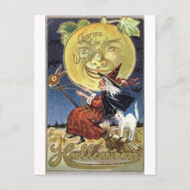 Vintage Halloween Grußkarten Klassische Poster Postkarte (Vorderseite)