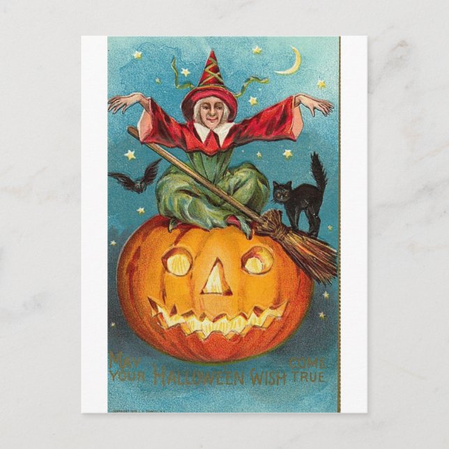 Vintage Halloween Grußkarten Klassische Poster Postkarte (Vorderseite)