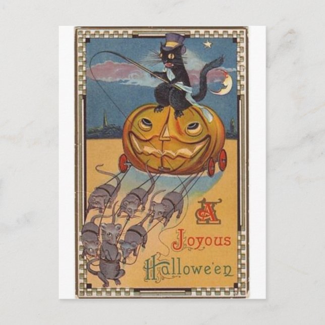 Vintage Halloween Grußkarten Klassische Poster Postkarte (Vorderseite)
