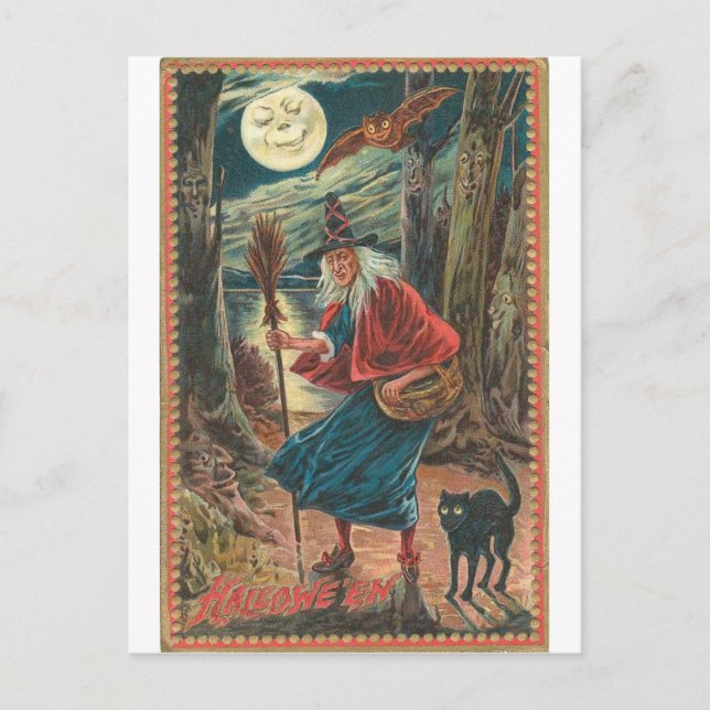 Vintage Halloween Grußkarten Klassische Poster Postkarte (Vorderseite)