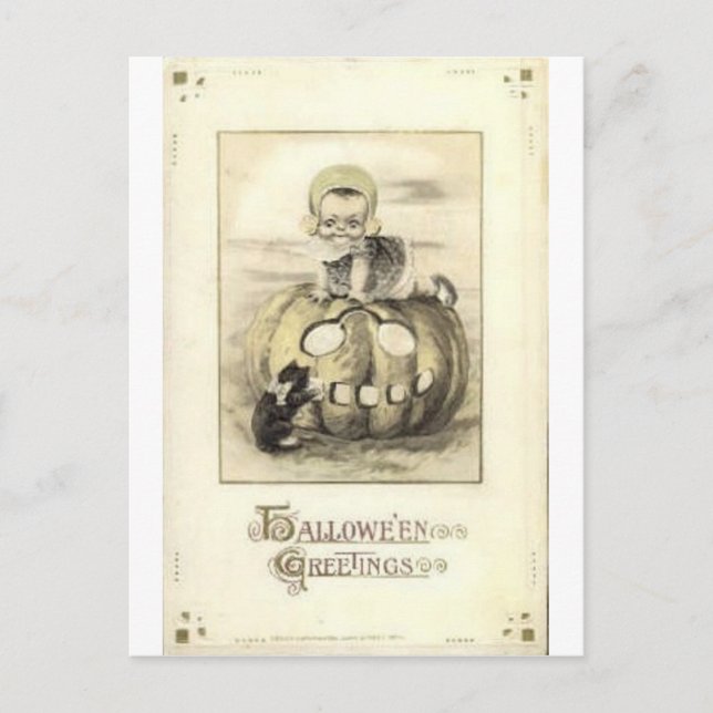 Vintage Halloween Grußkarten Klassische Poster Postkarte (Vorderseite)