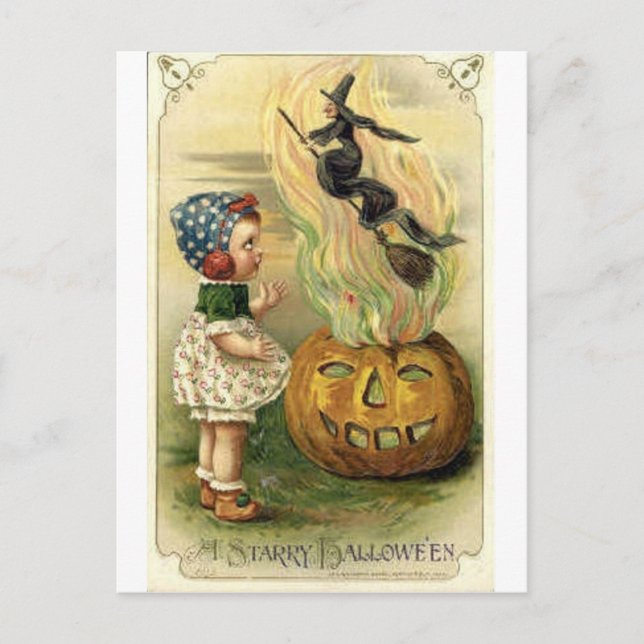Vintage Halloween Grußkarten Klassische Poster Postkarte (Vorderseite)