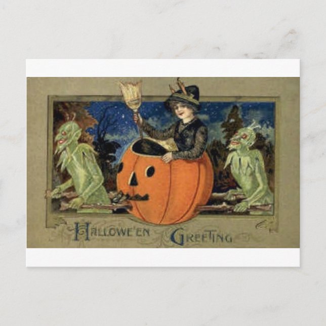 Vintage Halloween Grußkarten Klassische Poster Postkarte (Vorderseite)