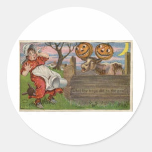 Vintage Halloween Grußkarten Klassische Poster Runder Aufkleber