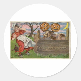 Vintage Halloween Grußkarten Klassische Poster Runder Aufkleber