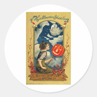 Vintage Halloween Grußkarten Klassische Poster Runder Aufkleber