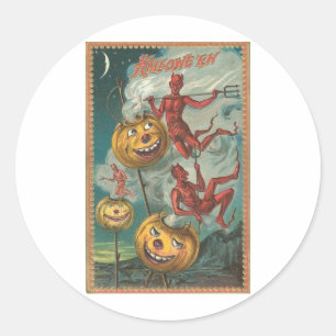 Vintage Halloween Grußkarten Klassische Poster Runder Aufkleber