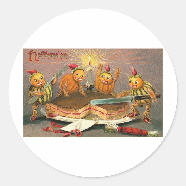 Vintage Halloween Grußkarten Klassische Poster Runder Aufkleber (Vorderseite)