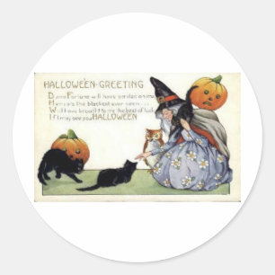 Vintage Halloween Grußkarten Klassische Poster Runder Aufkleber