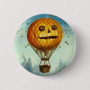 Vintage-Halloween-Heißluftballon-Anstecknadel Button
