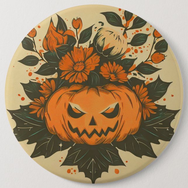 Vintage/Halloween/Herbst/Kürbis Button (Vorderseite)
