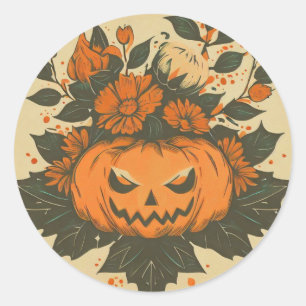 Vintage/Halloween/Herbst/Kürbis Runder Aufkleber